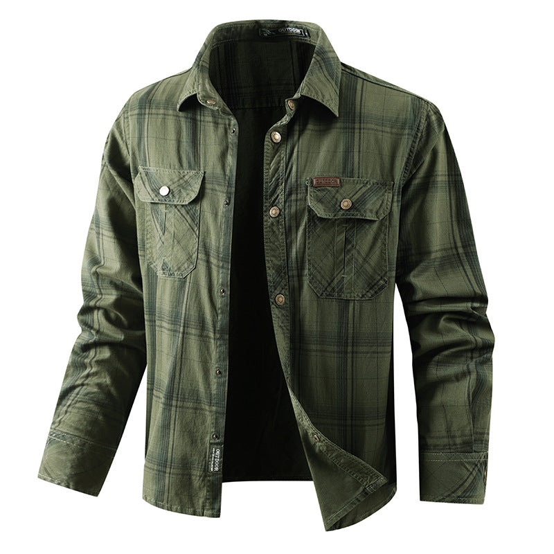 Veste chemise utilitaire renforcée pour hommes en sergé de coton avec poches poitrine à rabat et couture de manche ergonomique Echo Archiv