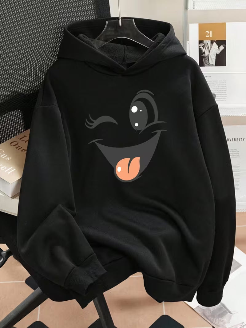 Sweat à capuche amusant pour femmes avec un design emoji unique Echoarchiv
