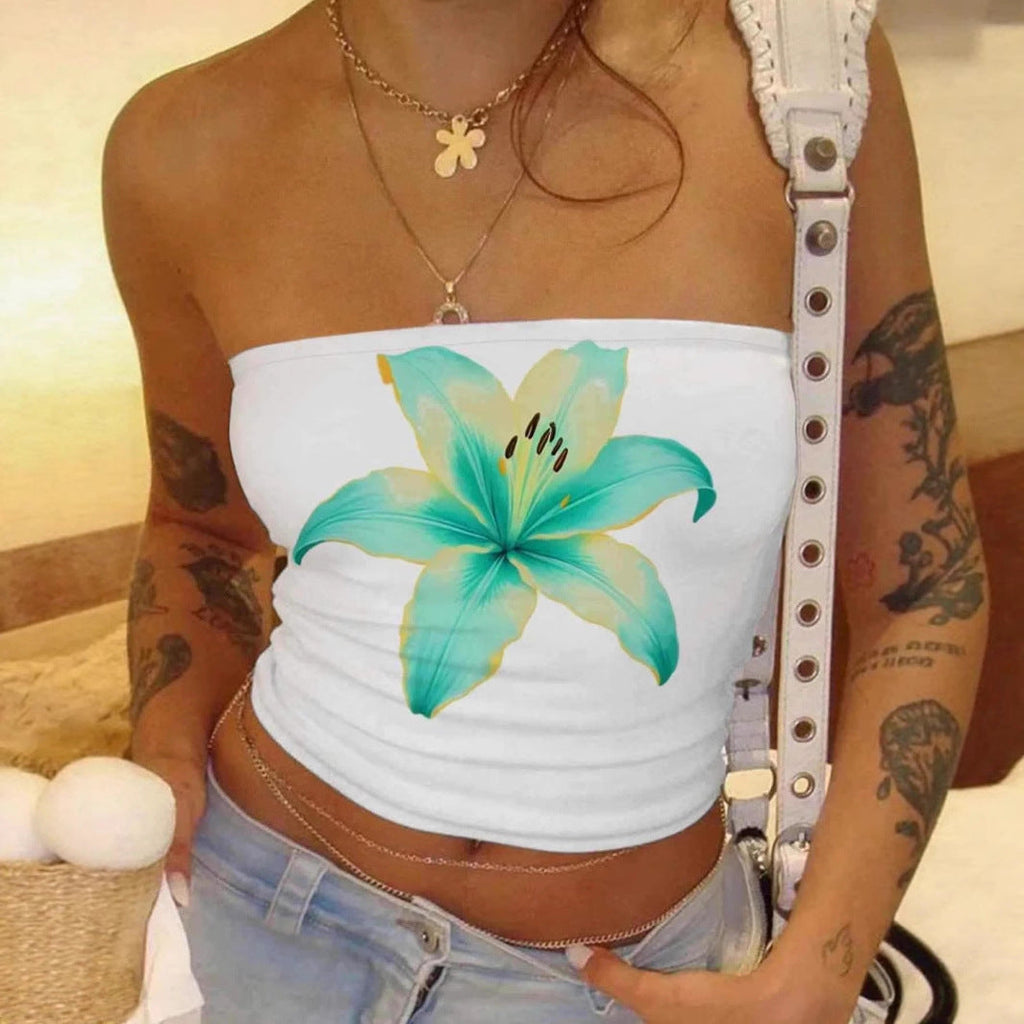 Top bandeau pour femmes avec design floral R&B