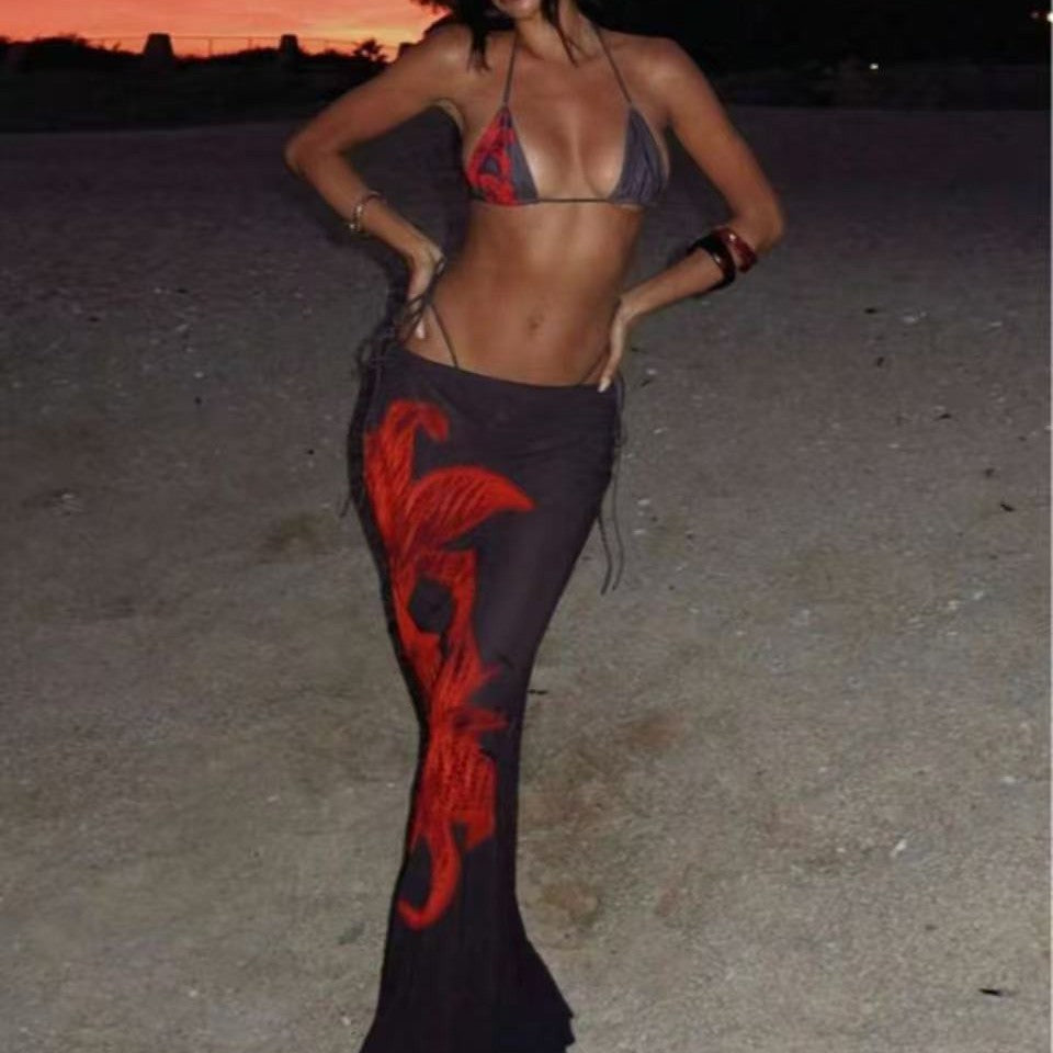 Jupe Maxi Femme avec motif marin artistique Drune