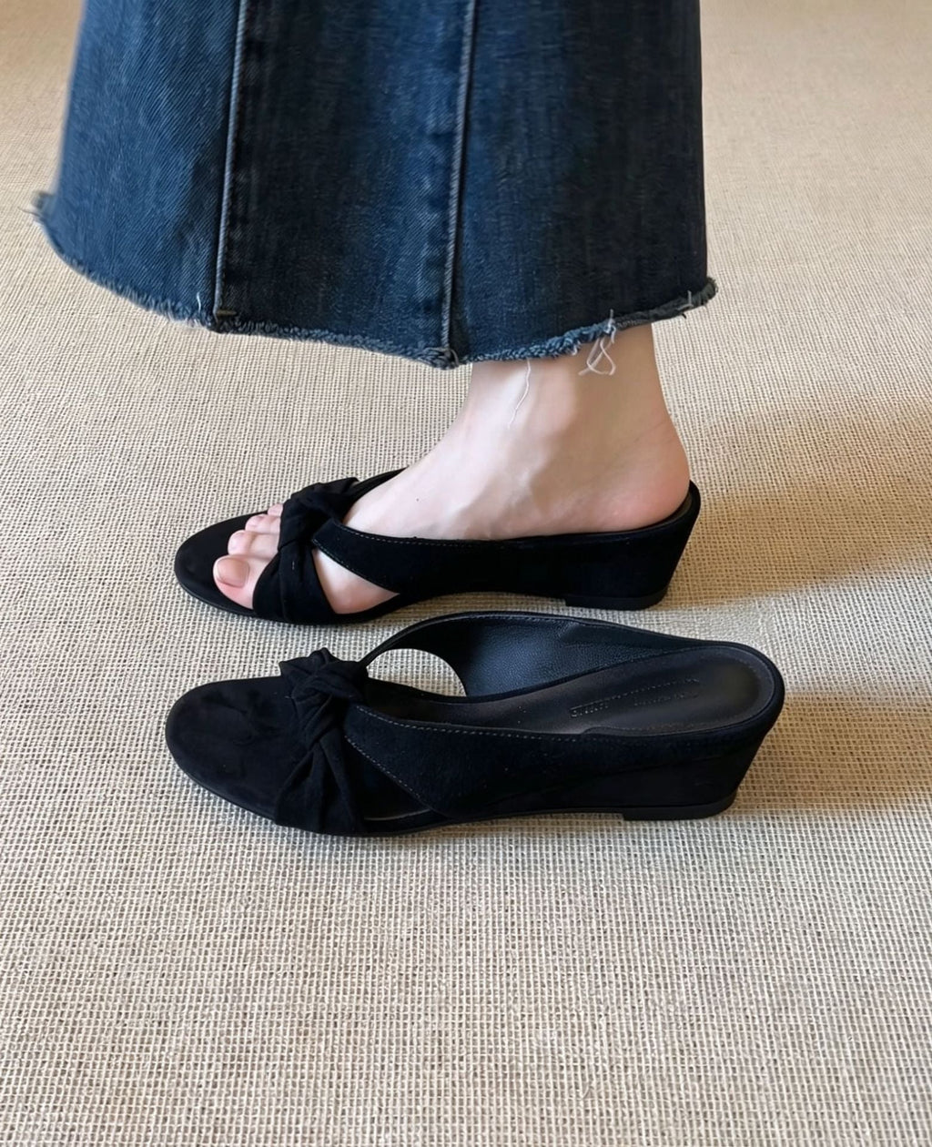 Sandales élégantes à motif en arc pour femmes avec design de lanière nouée R&B