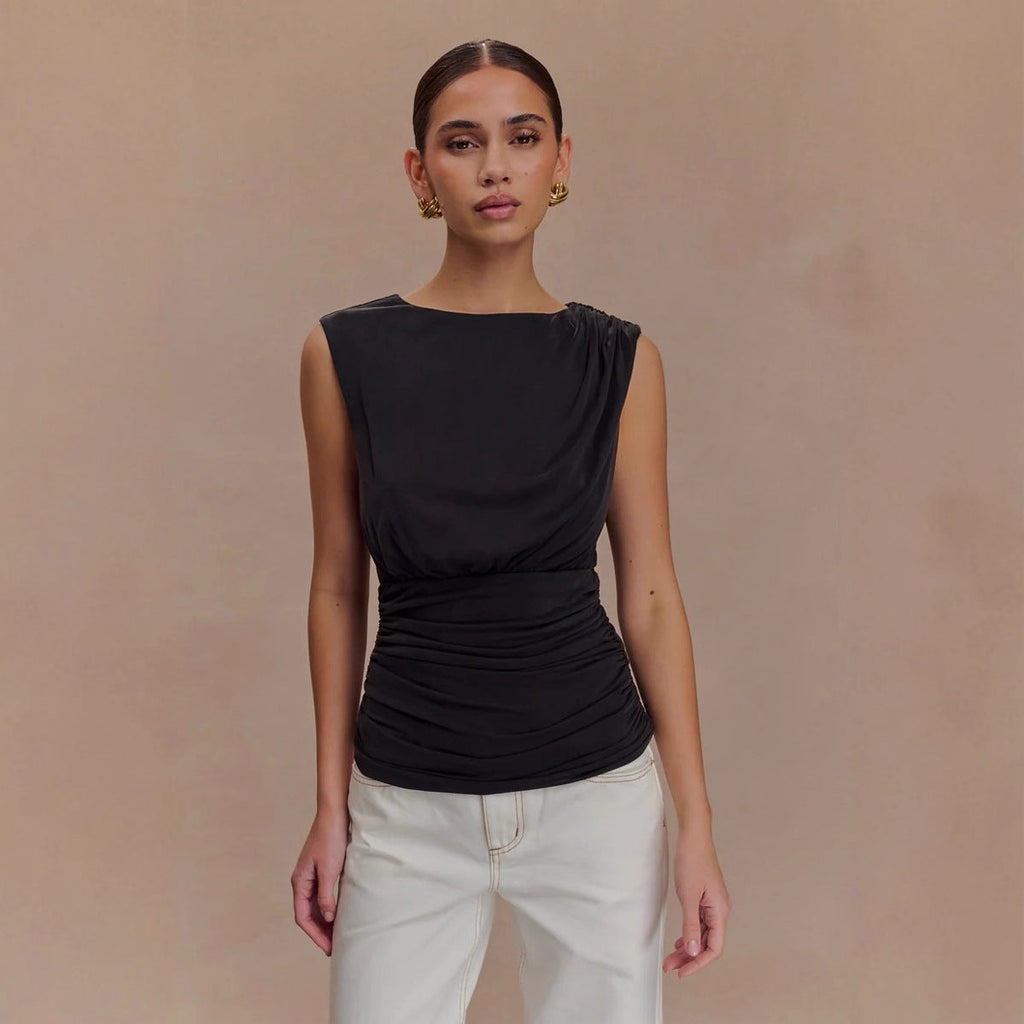 Haut ajusté pour femmes avec un design de drapage raffiné R&B