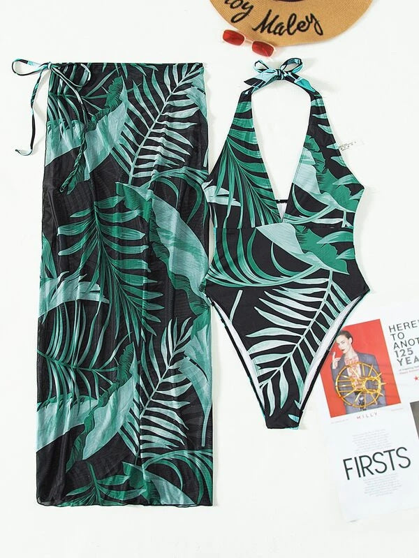 Maillot de bain élégant pour femmes avec motifs floraux et sarong assorti Echo Archiv