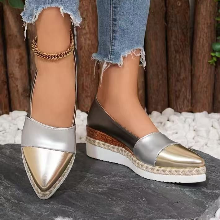 Pantoufles à talons compensés pour femmes avec tressage élégant et semelle polyvalente R&B