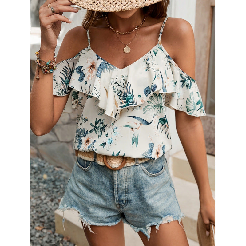 Blouse femme avec détails en volants et épaules dénudées Heidi-Mode