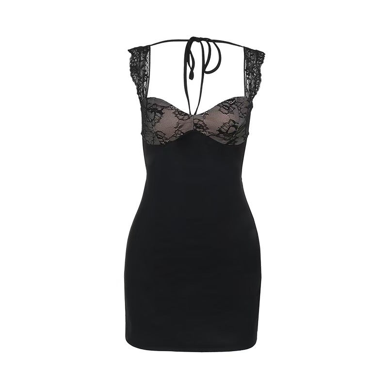 Robe mini sexy pour femmes avec des accents en dentelle élégants R&B