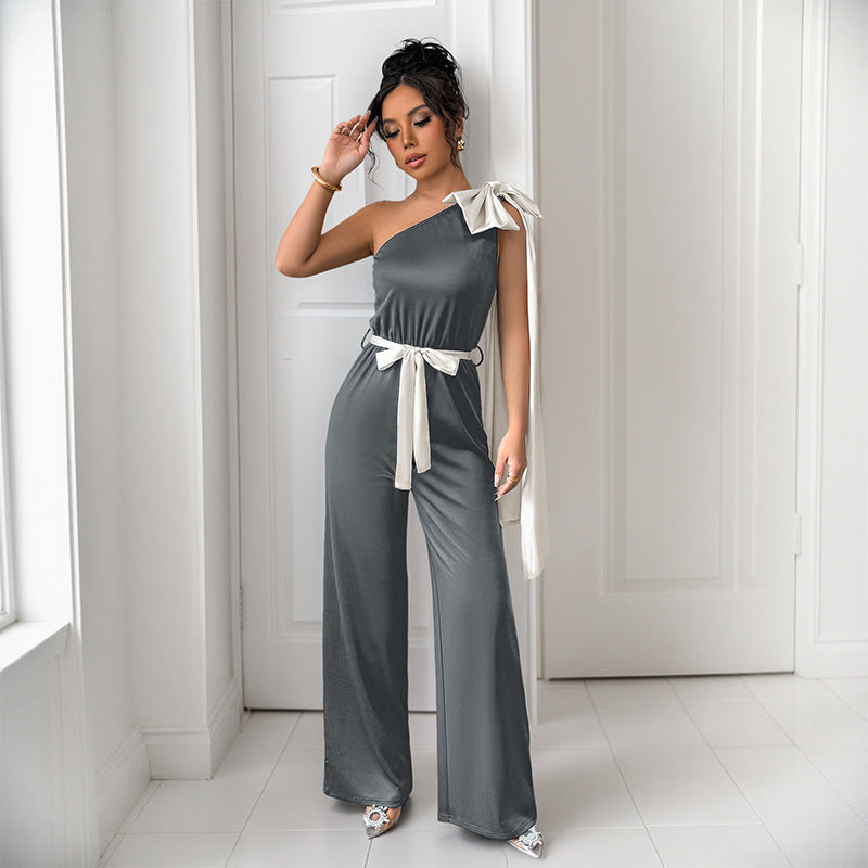 Combinaison One-Shoulder Avec Ceinture À Nouer Pour Femme | Idéale Pour Les Occasions Habillées