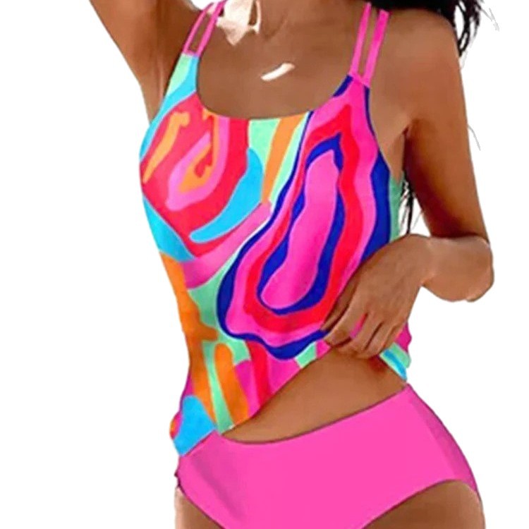 Tankini pour femmes avec motif floral et coupe sportive R&B