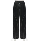 Pantalon de sport ample pour femmes avec cordon de serrage, design de coutures contrastées et cordons ajustables Echo Archiv