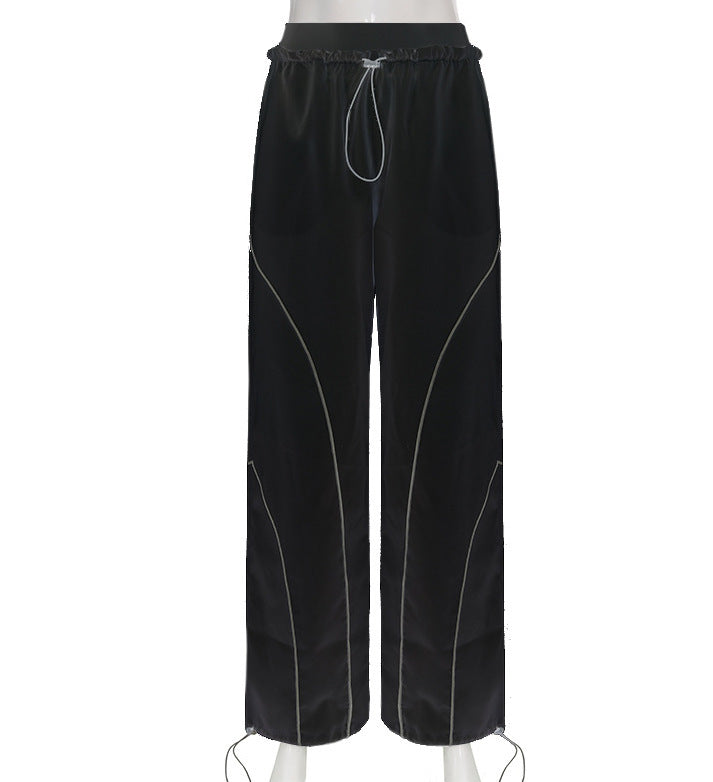 Pantalon de sport ample pour femmes avec cordon de serrage, design de coutures contrastées et cordons ajustables Echo Archiv