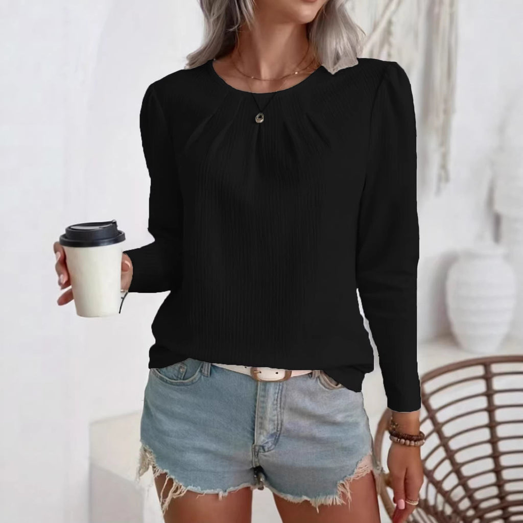 Blouse légère pour femmes avec col rond froncé et manches longues Echo Archiv