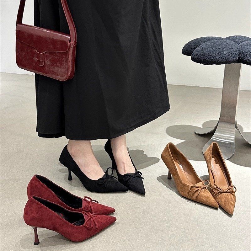 Talons aiguilles élégants pour femmes avec délicate décoration en nœud R&B