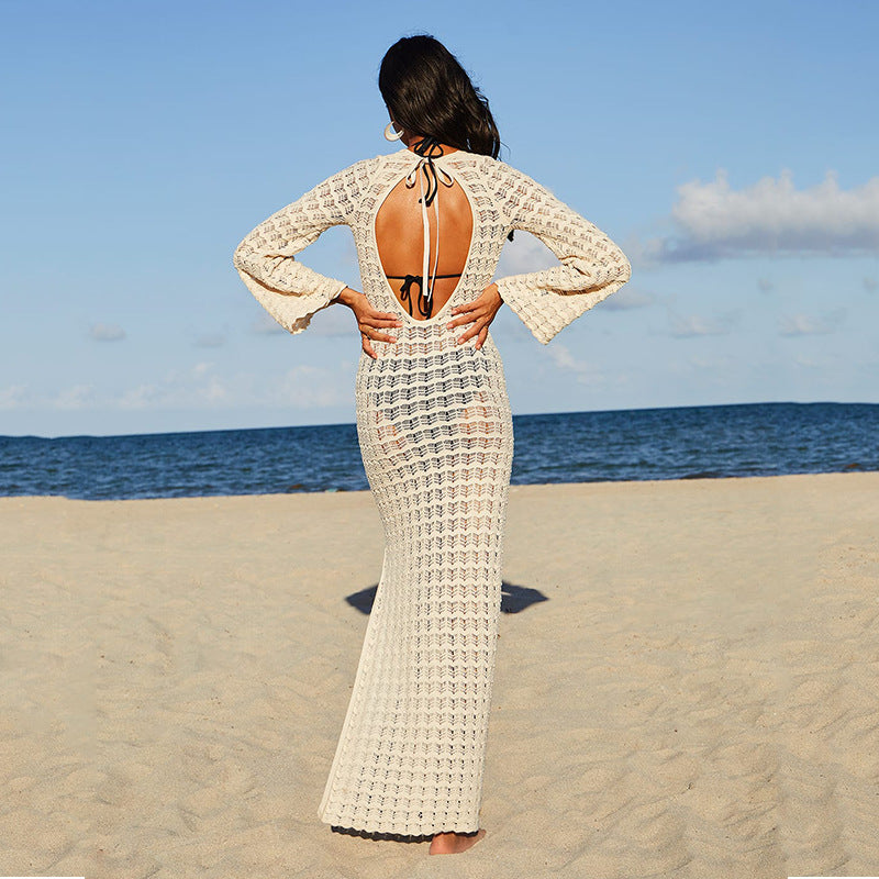 Robe en crochet élégante pour femmes avec décolleté profond R&B