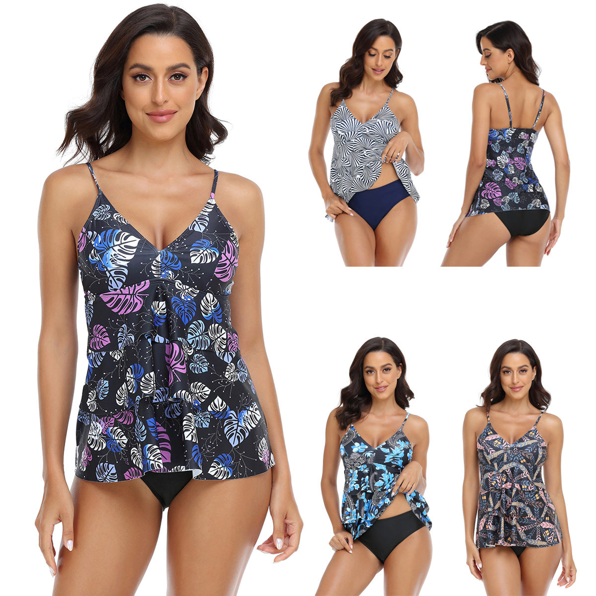 Tankini pour femmes avec un design à volants tendance et des bretelles réglables R&B