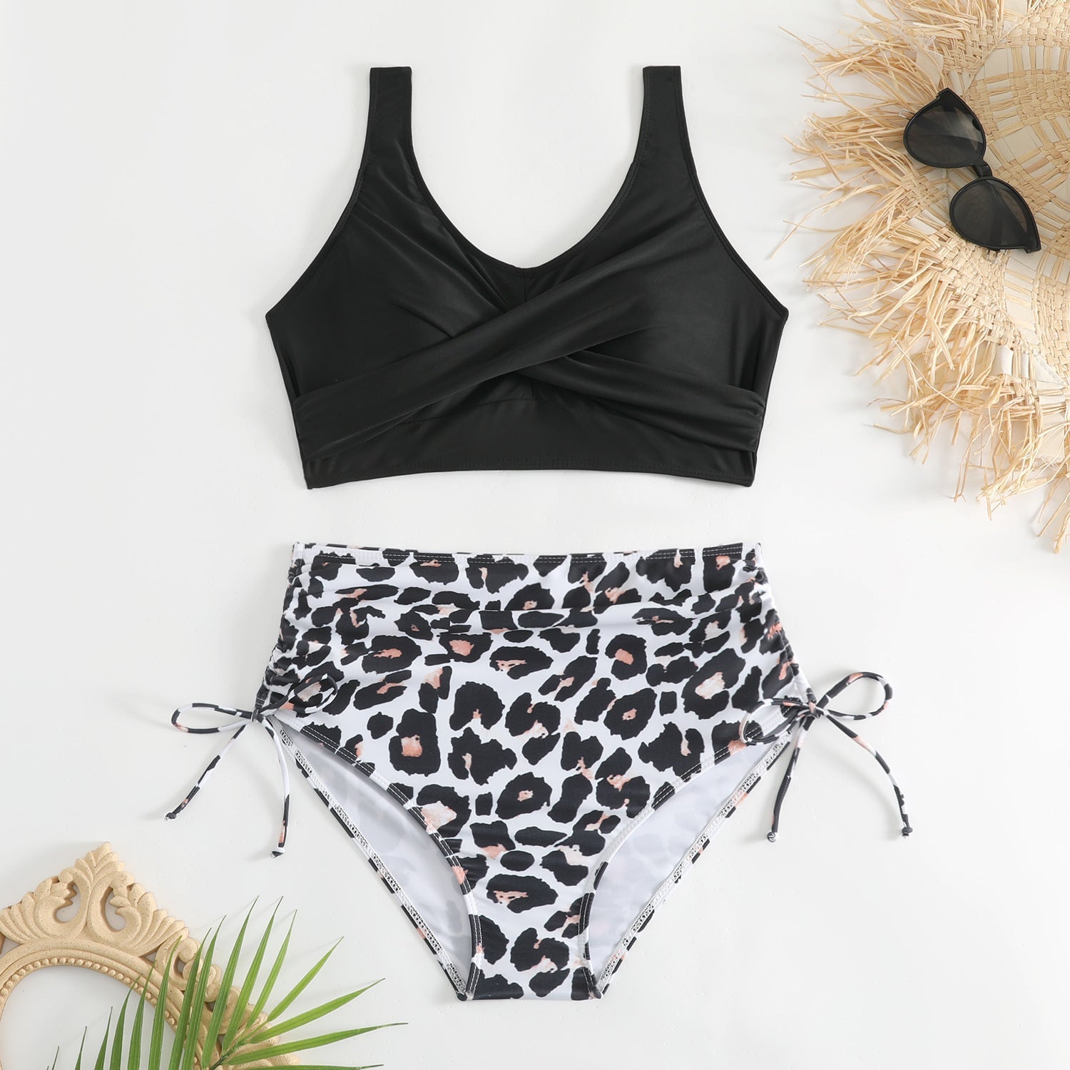 Ensemble de bikini taille haute pour femmes avec bretelles réglables R&B