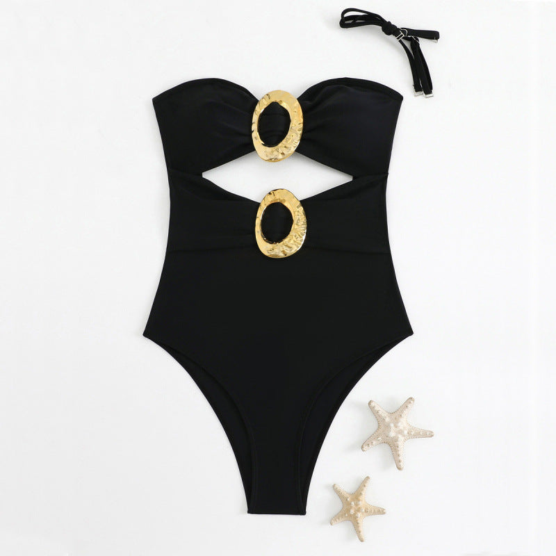 Monokini Élégant pour Femmes avec Découpe Décorative et Accents Dorés Echo Archiv
