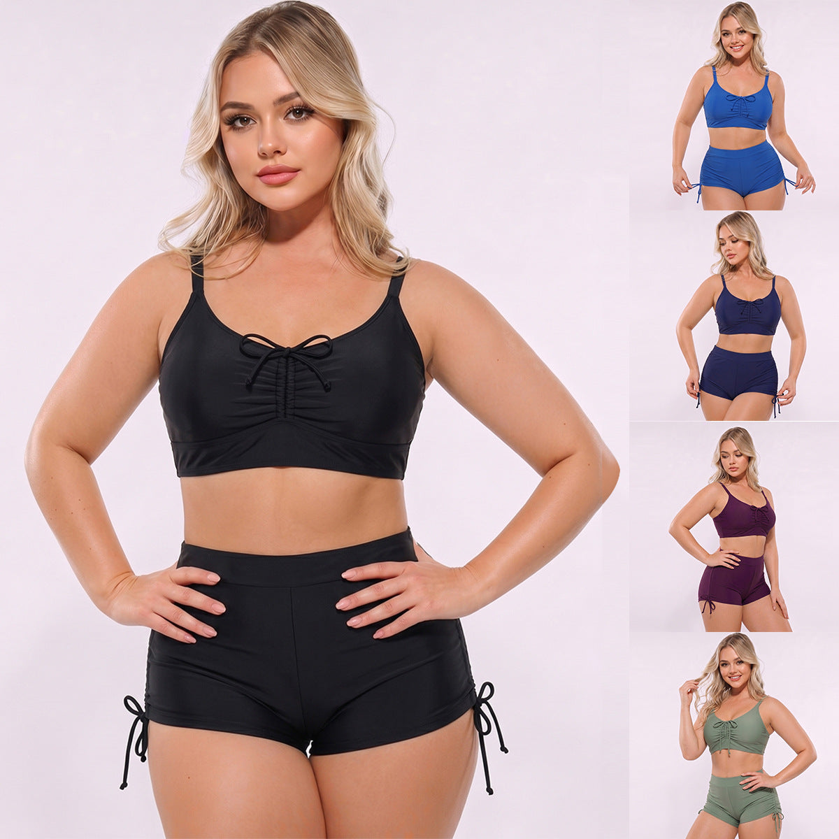 Ensemble de tankini pour femmes à taille haute avec bretelles réglables et fronces Echo Archiv
