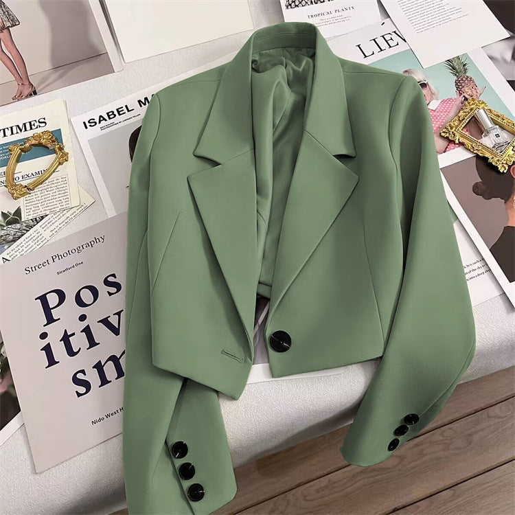 Blazer Cropped pour Femmes avec Col Châle