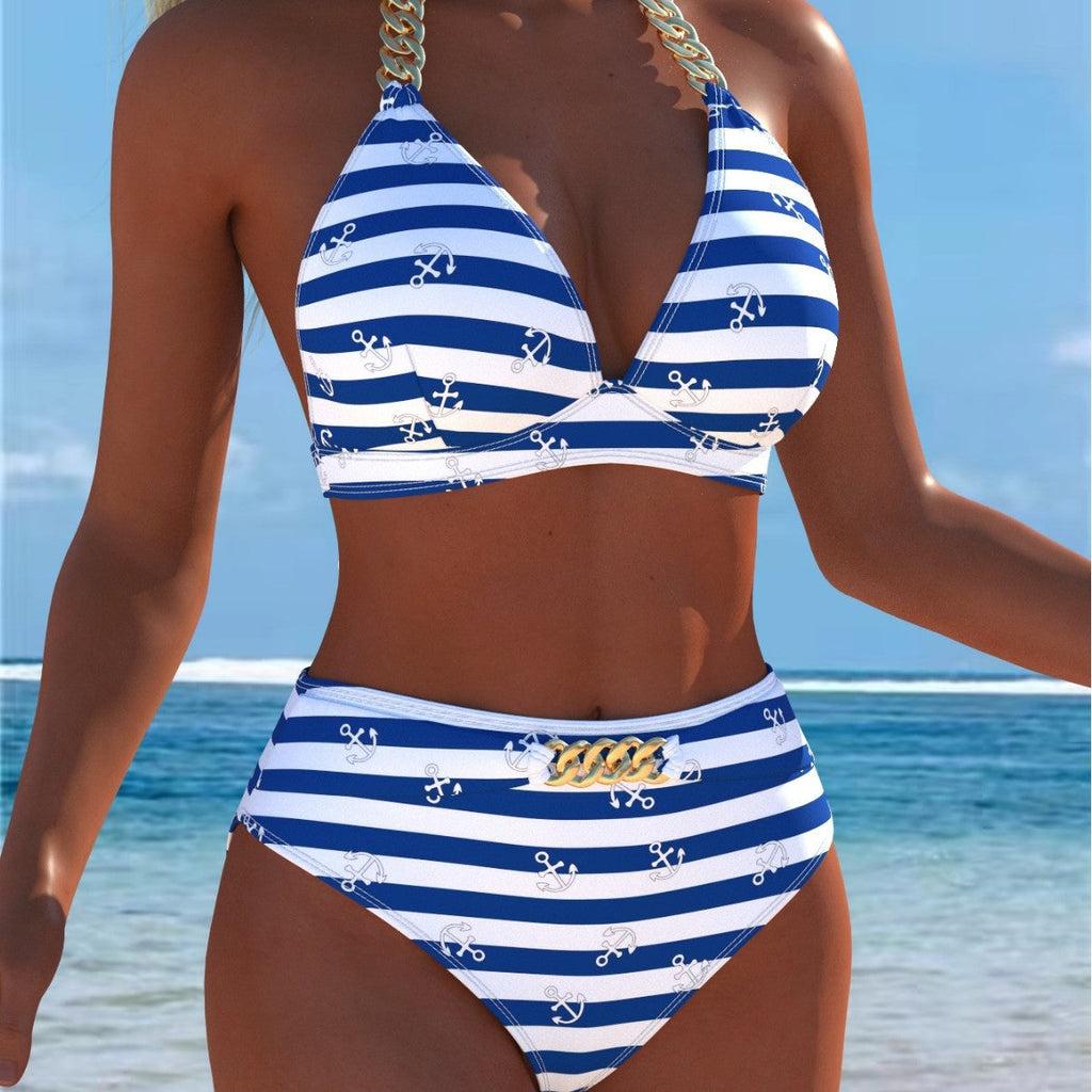 Bikini pour femmes avec motif marbré luxueux et détails raffinés R&B