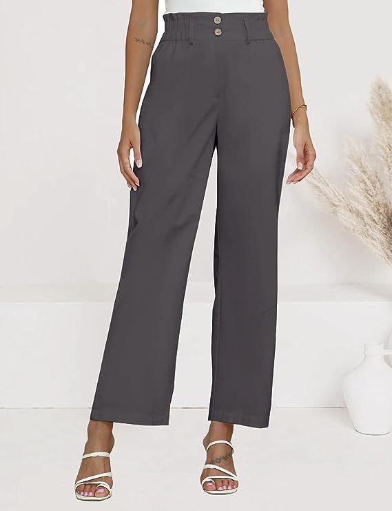 Pantalon Palazzo à taille haute pour femmes avec taille Paperbag