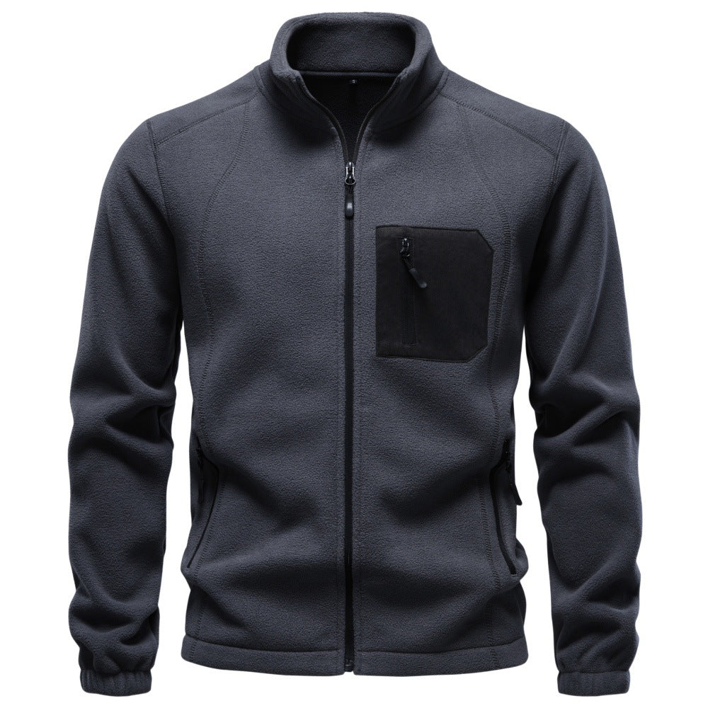 Veste en polaire pour hommes avec col montant et poche poitrine zippée Echoarchiv