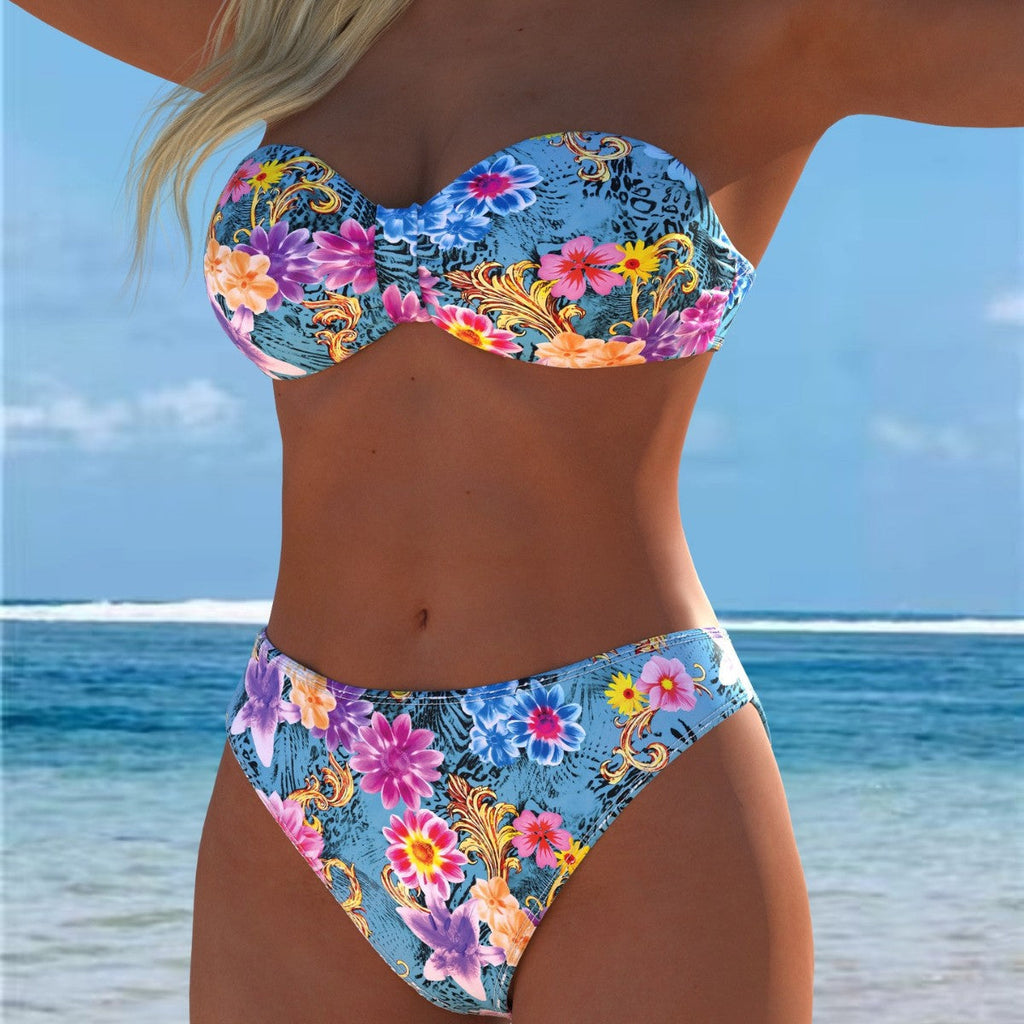 Ensemble de bikini pour femmes avec un élégant haut bustier et une taille haute R&B