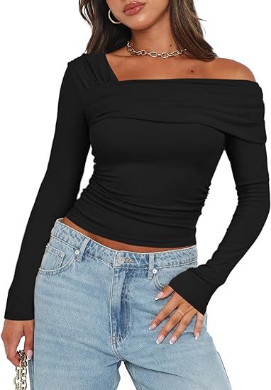 Chemisier Femme Off-Shoulder à Manches Longues