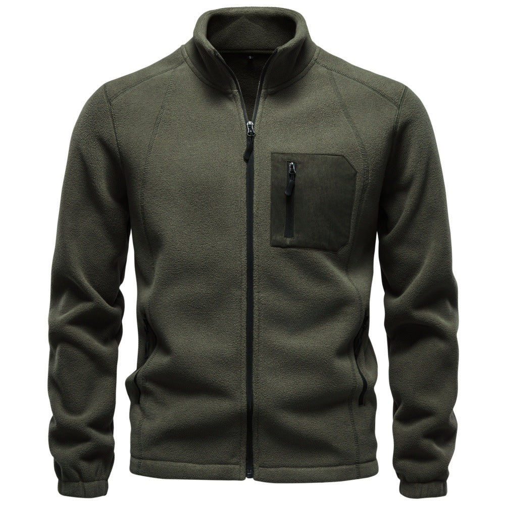 Veste en polaire pour hommes avec col montant et poche poitrine zippée Echoarchiv