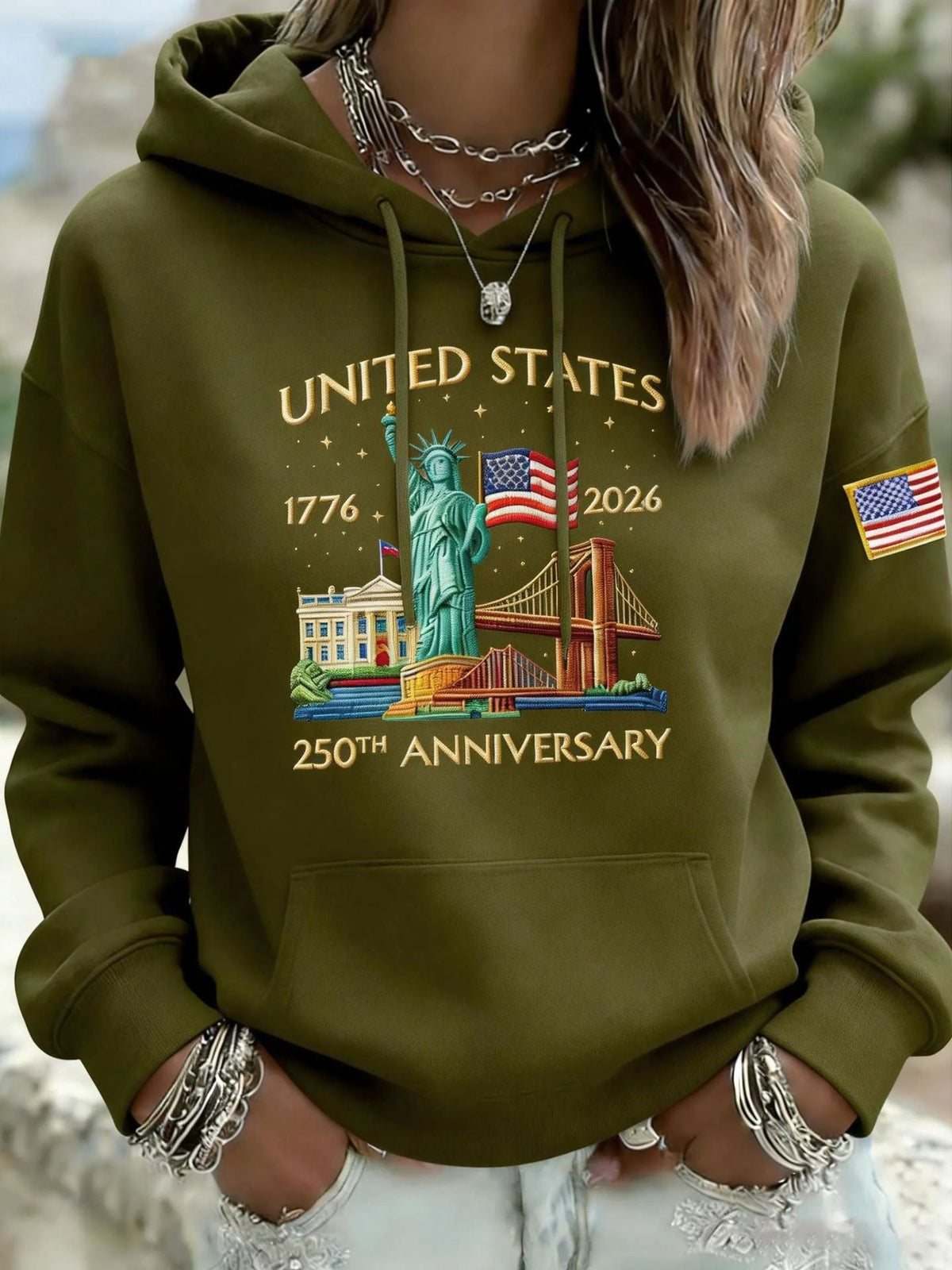 Sweat à capuche créatif pour dames avec un motif statuesque unique Echoarchiv