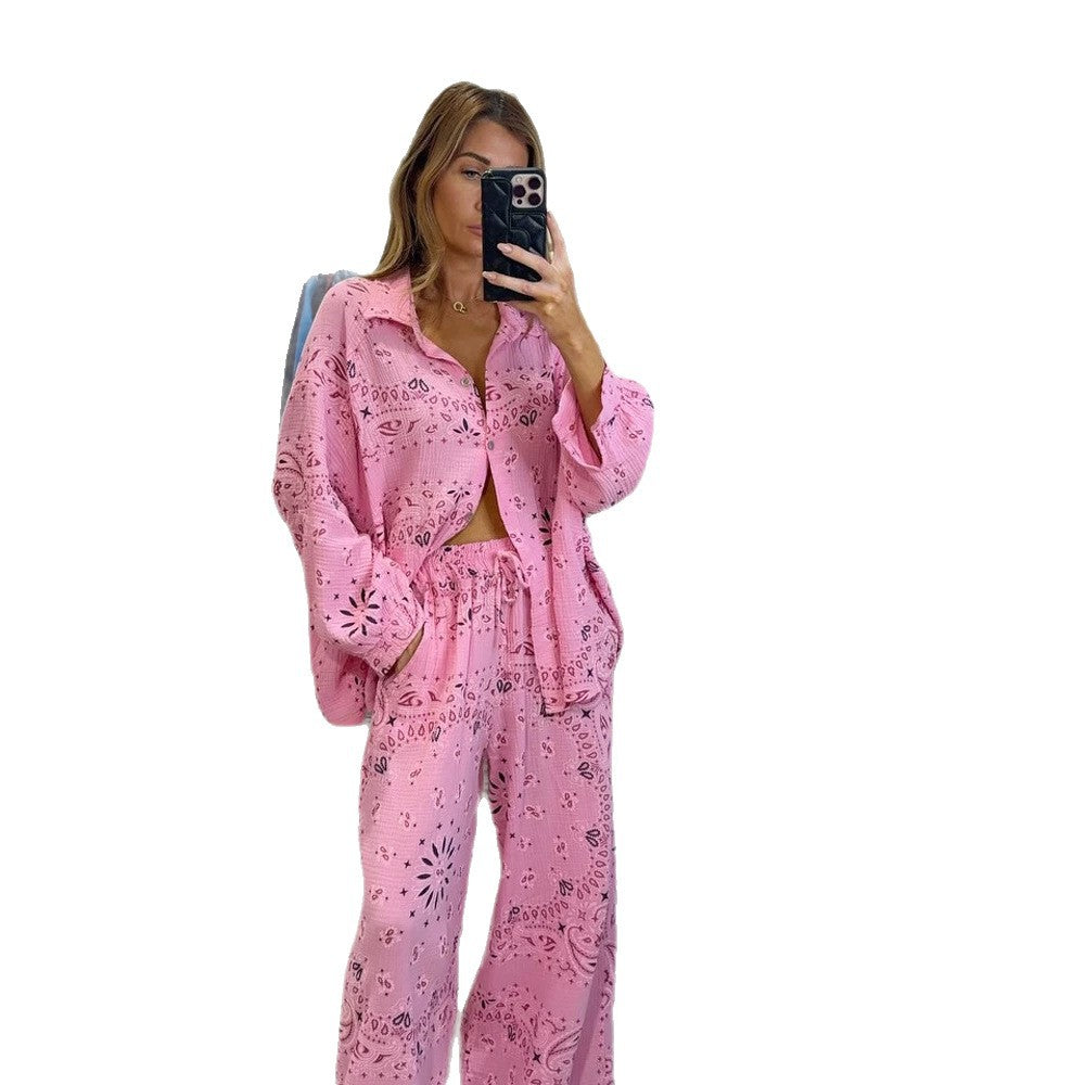 Ensemble de plage à broderie ajourée pour femmes avec chemise oversize, poche poitrine et pantalon palazzo ample R&B