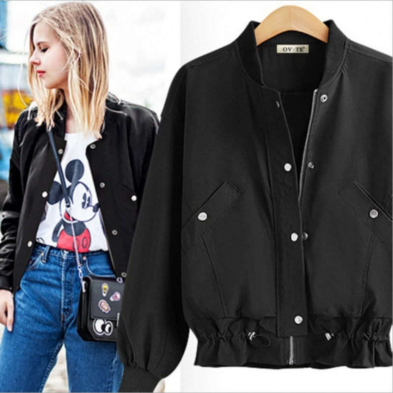 Veste bomber oversize pour femmes avec cordon de serrage, fermeture à boutons-pression et poches plaquées Echo Archive