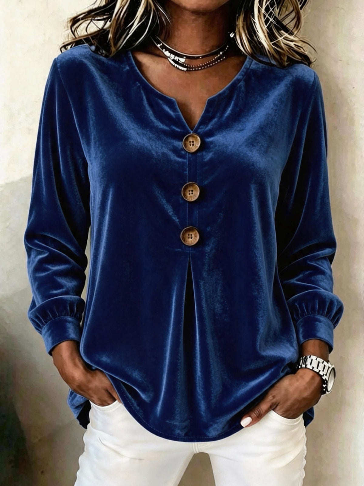 Blouse en velours élégante et confortable pour femmes