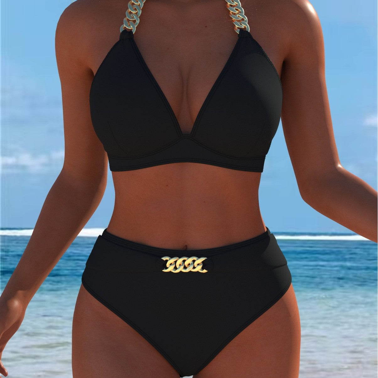 Bikini pour femmes avec motif marbré luxueux et détails raffinés R&B