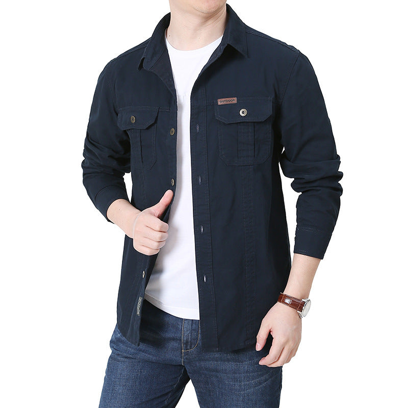Chemise de travail urbaine pour hommes en twill de coton lavé avec poches poitrine doubles et coutures contrastées Echo Archiv