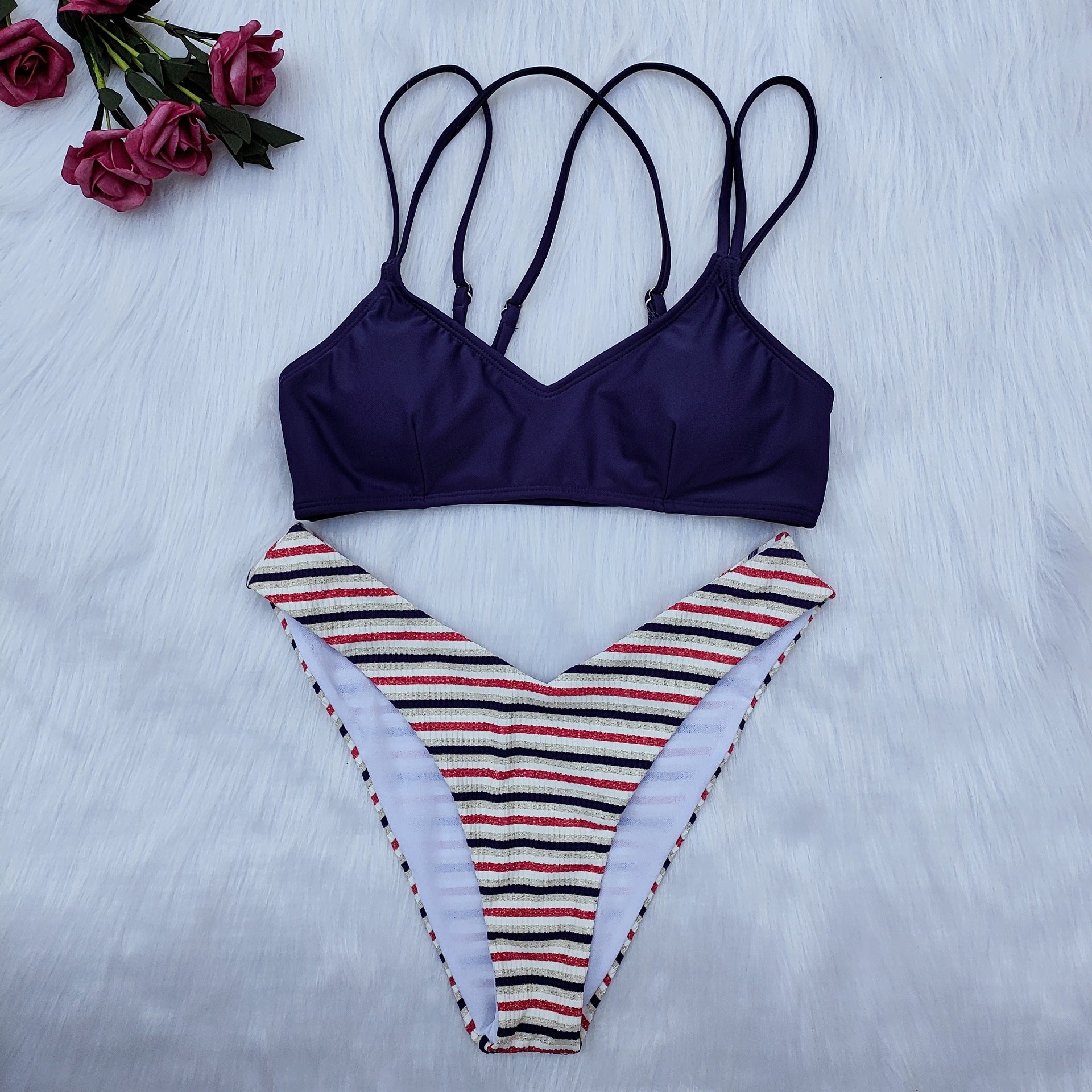 Bikini triangle pour femmes avec bretelles multiples R&B