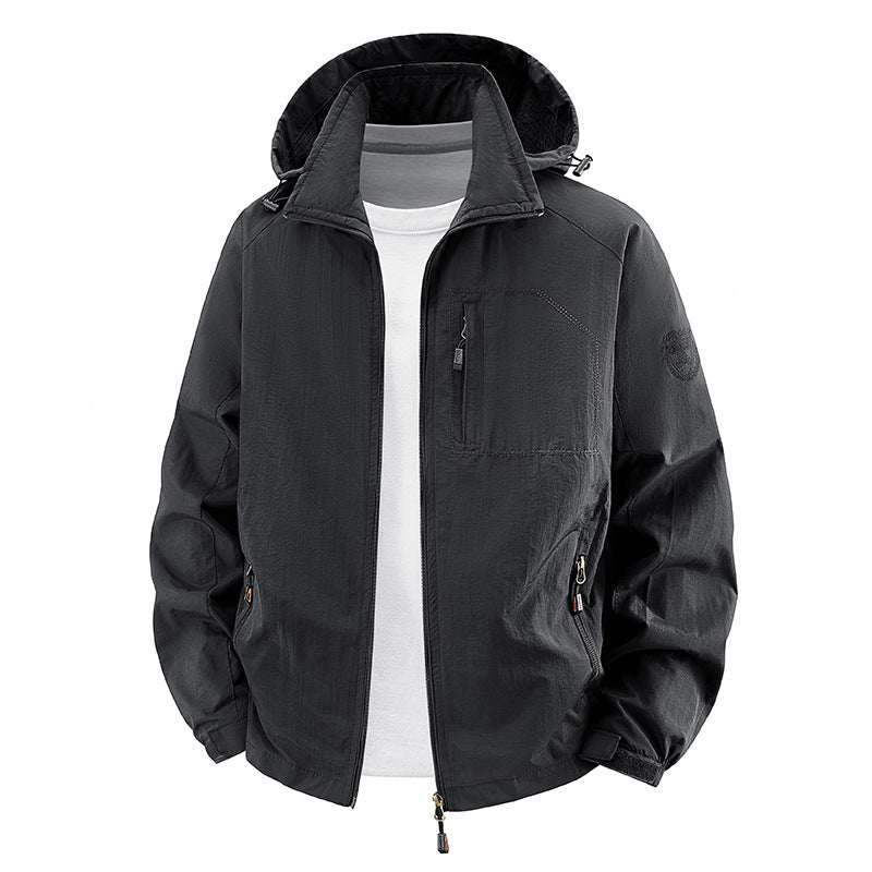 Veste unisexe légère et imperméable pour le plein air avec capuche et poches zippées étanches Echo Archiv
