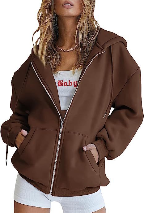 Veste à capuche surdimensionnée pour femmes avec fermeture éclair intégrale et poches kangourou Echo Archiv