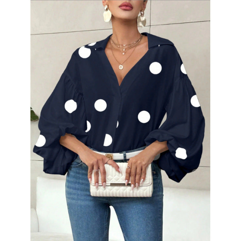 Blouse femme avec des manches ballon volumineuses et un col élégant Heidi-Mode