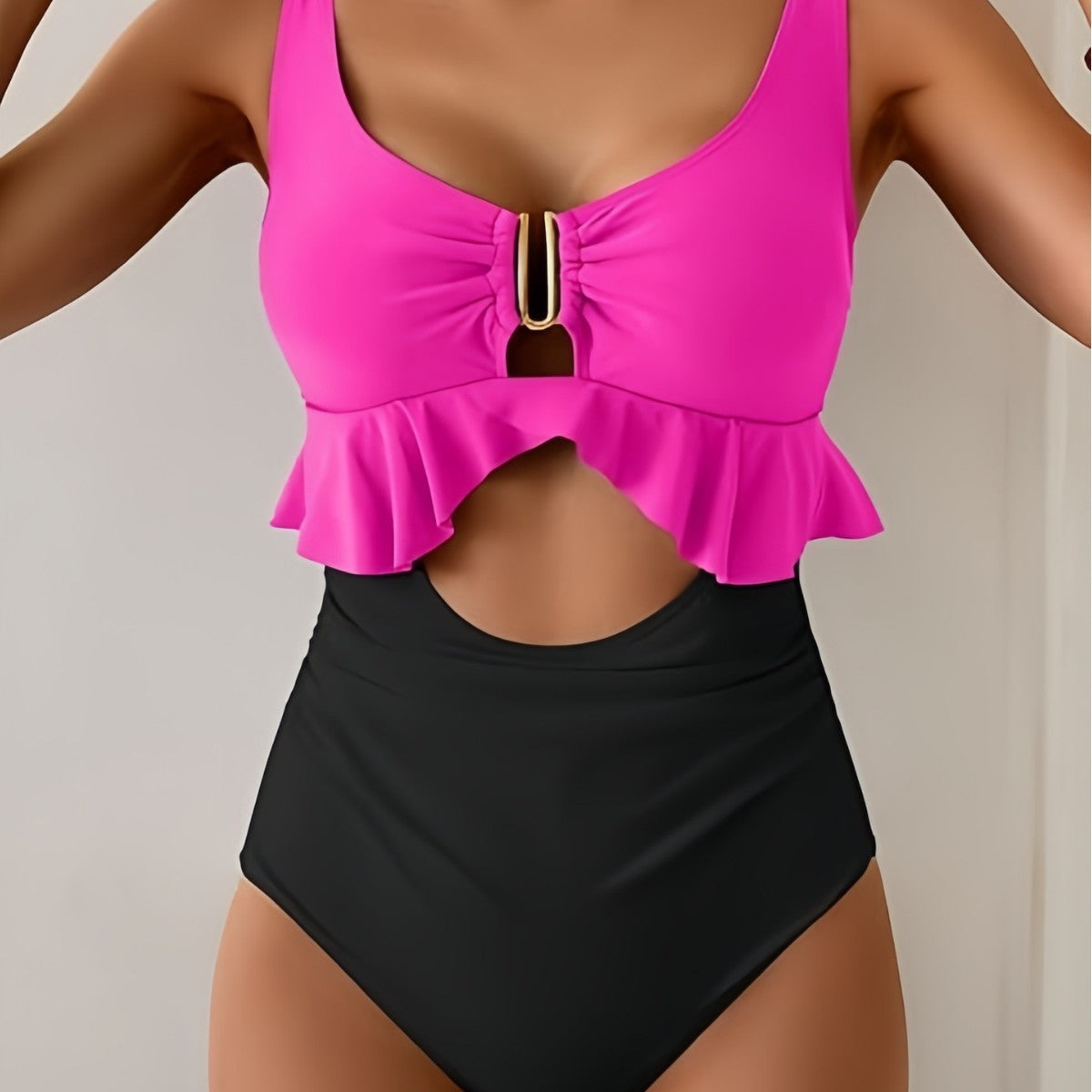 Ensemble de bikini taille haute pour femmes avec détails en volants R&B