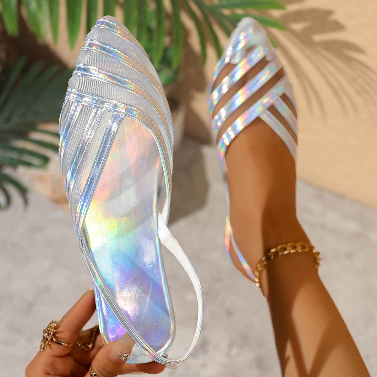 Sandales à talon ouvert pour femmes avec des lanières colorées et semelle ergonomique Heidi-Mode