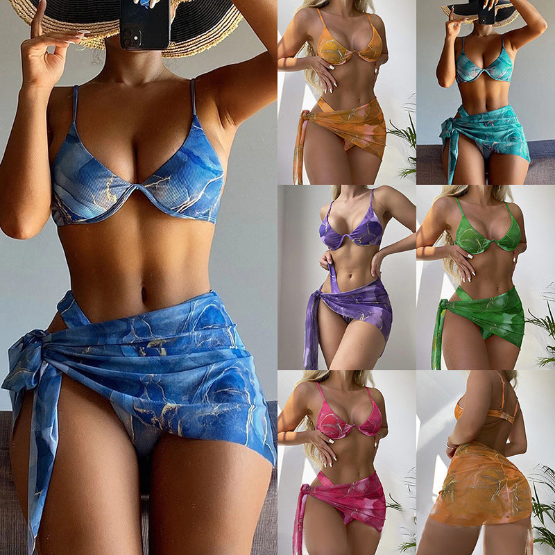 Bikini triangle pour femmes avec jupe portefeuille tendance R&B