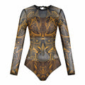 Maillot de bain à manches longues pour femmes avec design graphique moderne R&B