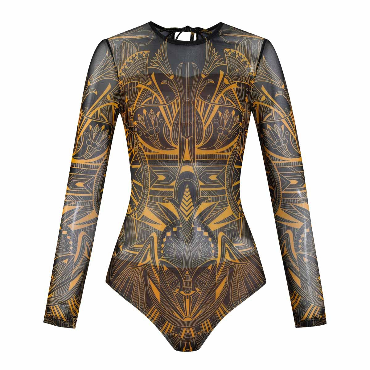 Maillot de bain à manches longues pour femmes avec design graphique moderne R&B