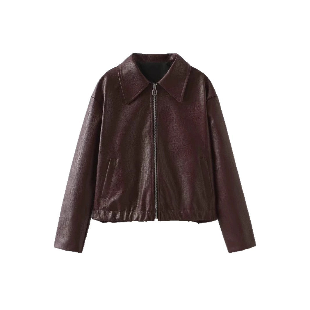 Veste en simili cuir classique pour femmes