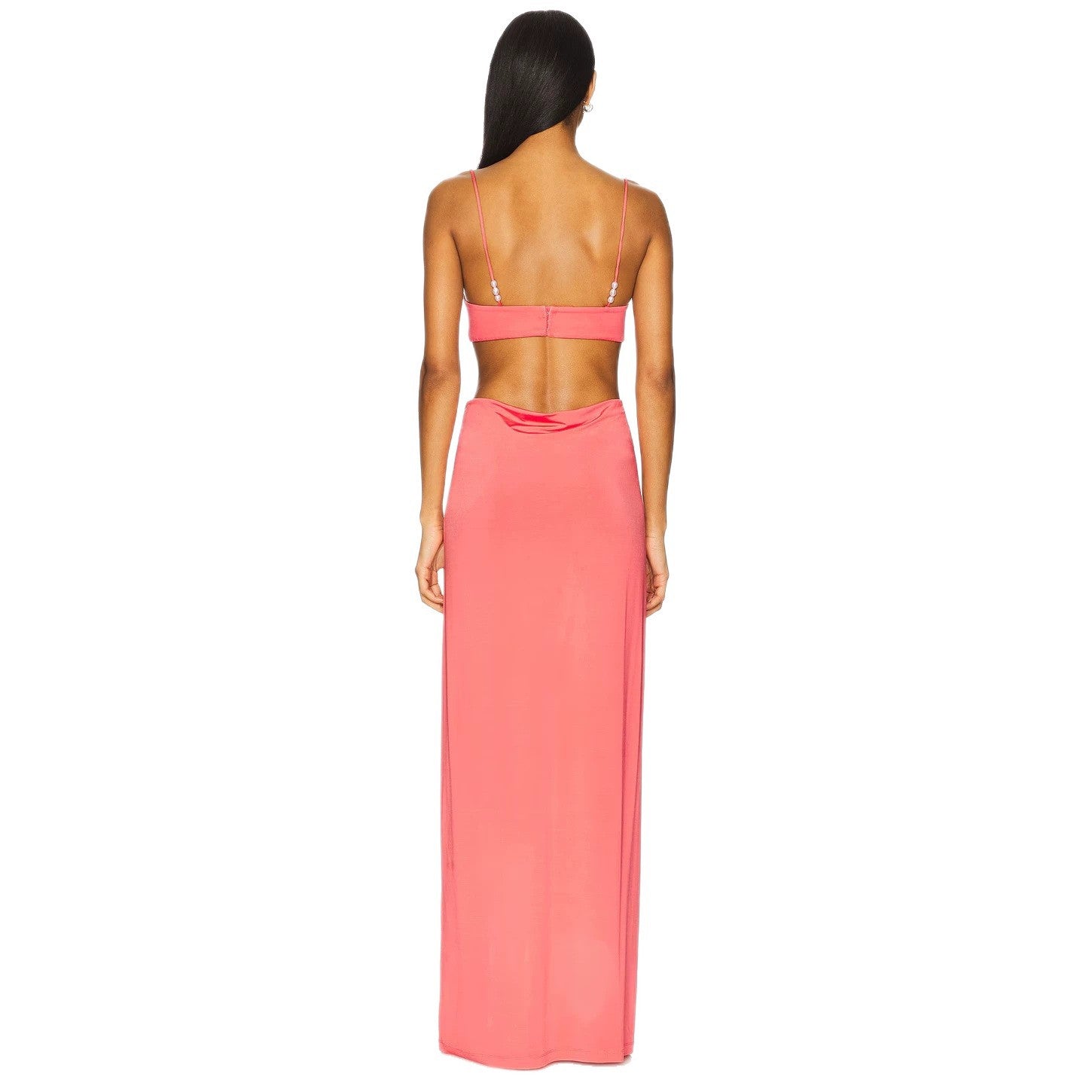 Robe maxi pour dames avec bonnets bustier, découpes latérales et délicates bretelles spaghetti R&B