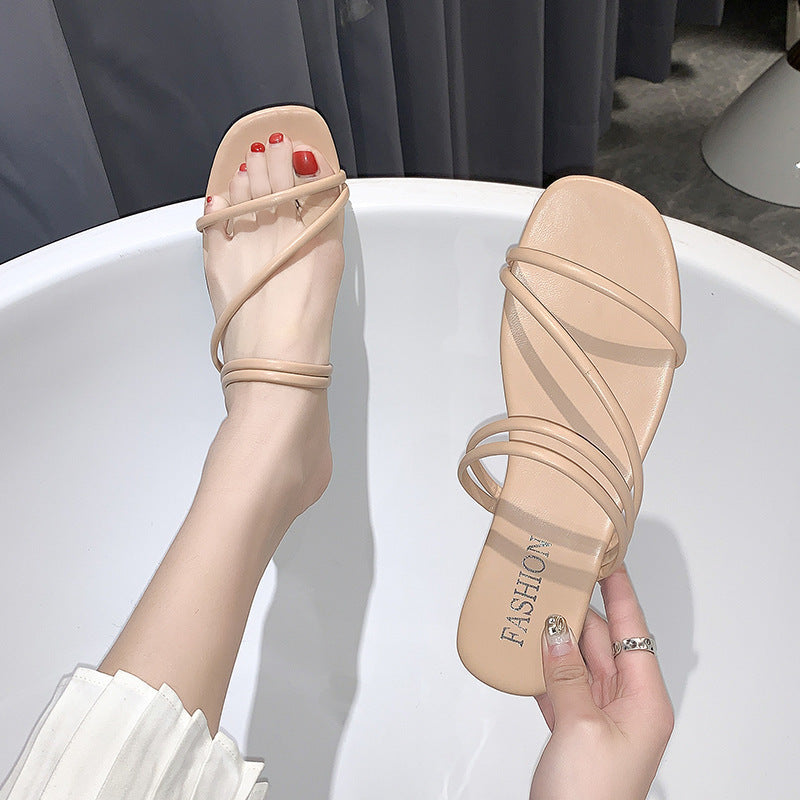 Sandales à brides minimalistes tendance pour femmes R&B