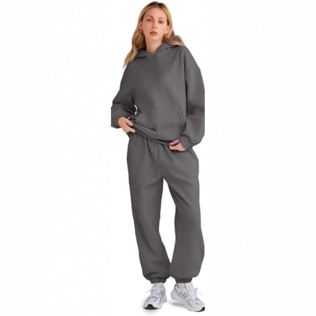 Ensemble de jogging à capuche décontracté pour femmes en French Terry avec sweat à capuche oversize et pantalon de jogging taille haute