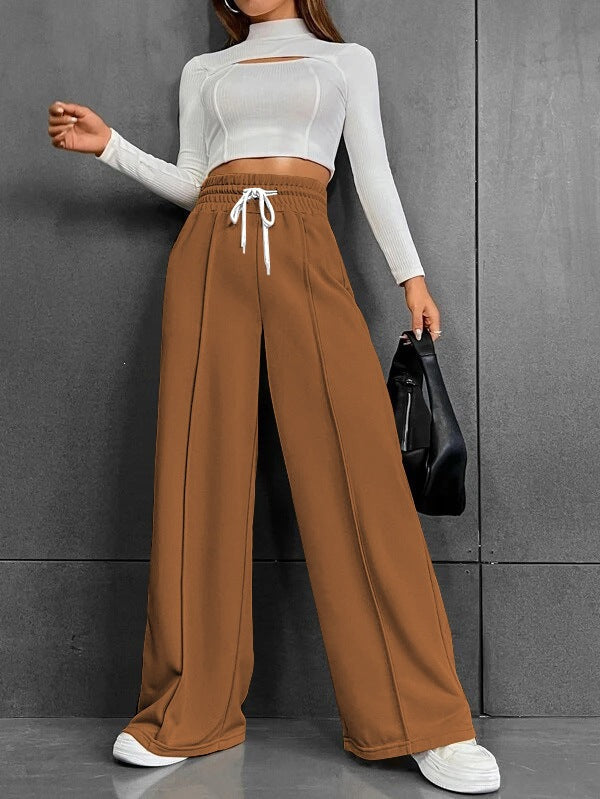 Pantalon jogging palazzo taille haute large pour femmes avec cordon de serrage et plis Echo Archiv