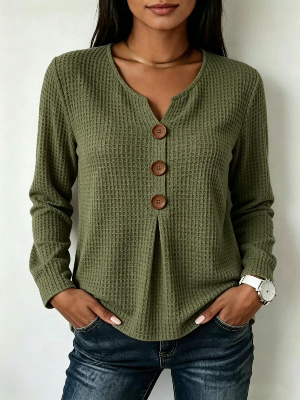 Chemisier Long Femme Mode avec Détails de Boutons