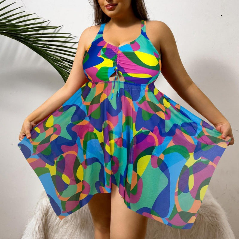 Robe de plage polyvalente pour femmes avec une coupe tendance et un motif coloré R&B
